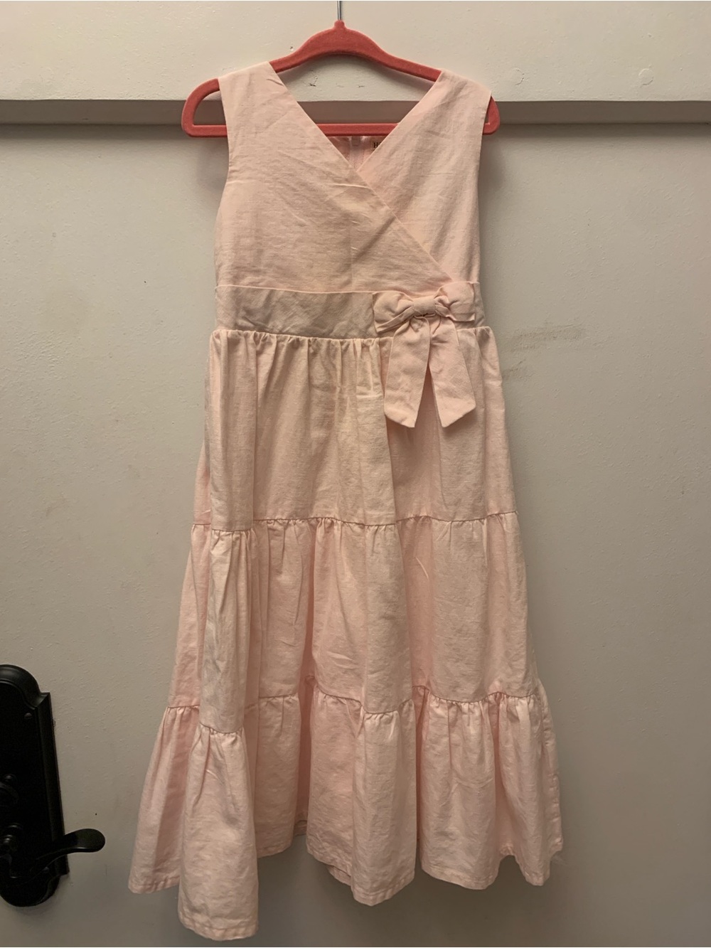 Light Pink Casual Linen-Cotton Dress for Kids